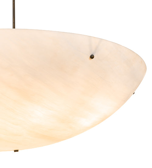 Meyda Lighting Madison 60" 9-Light Antique Brass Gloss Inverted Pendant Light With Fleshtone Frosted Idalight Shade