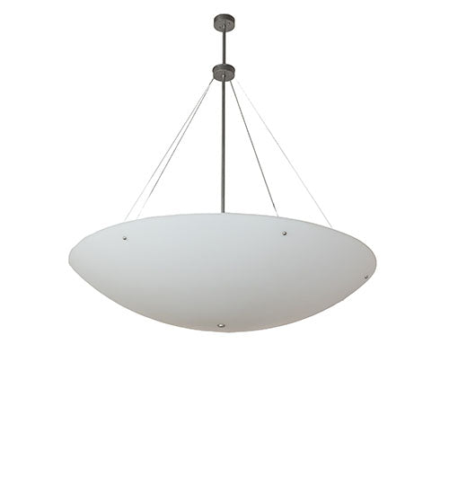 Meyda Lighting Madison 60" 9-Light Nickel Powder Coat Inverted Pendant Light With White Frosted Shade Glass