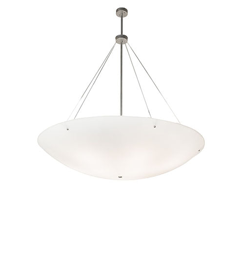Meyda Lighting Madison 60" 9-Light Nickel Powder Coat Inverted Pendant Light With White Frosted Shade Glass