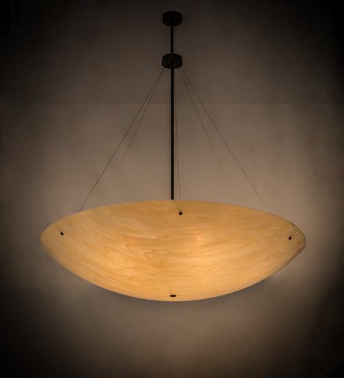 Meyda Lighting Madison 60" 9-Light Timeless Bronze Inverted Pendant Light With Beige Sahara Taupe Idalight Shade Glass