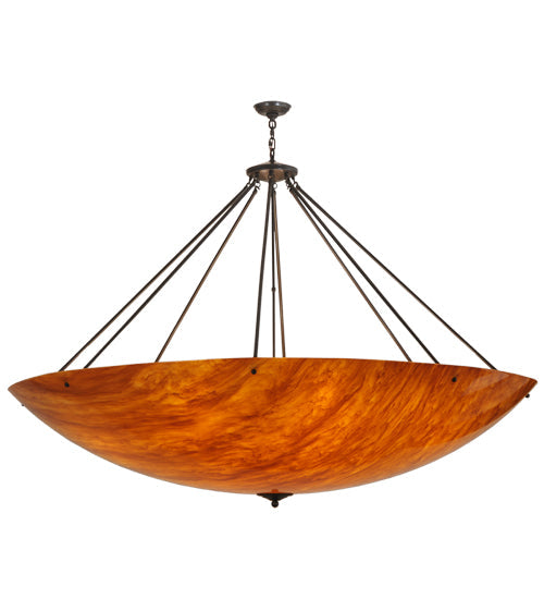 Meyda Lighting Madison 70" 16-Light Timeless Bronze Inverted Pendant Light With Ambra Siena Idalight Shade Glass