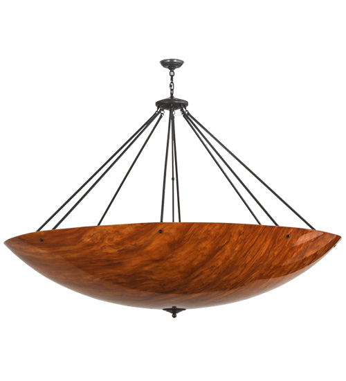 Meyda Lighting Madison 70" 16-Light Timeless Bronze Inverted Pendant Light With Ambra Siena Idalight Shade Glass