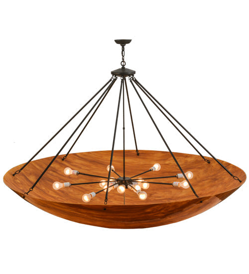 Meyda Lighting Madison 70" 16-Light Timeless Bronze Inverted Pendant Light With Ambra Siena Idalight Shade Glass