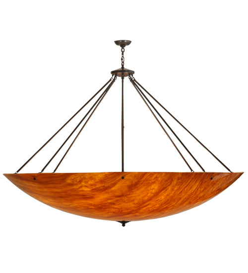 Meyda Lighting Madison 70" 16-Light Timeless Bronze Inverted Pendant Light With Ambra Siena Idalight Shade Glass