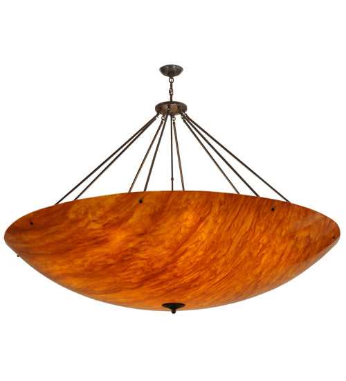Meyda Lighting Madison 70" 16-Light Timeless Bronze Inverted Pendant Light With Ambra Siena Idalight Shade Glass