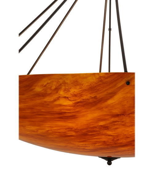 Meyda Lighting Madison 70" 16-Light Timeless Bronze Inverted Pendant Light With Ambra Siena Idalight Shade Glass