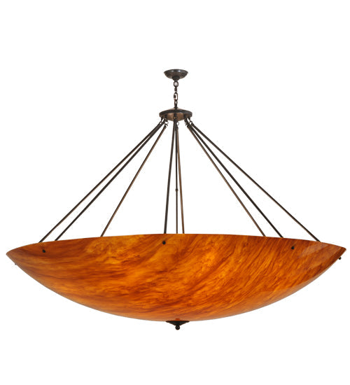 Meyda Lighting Madison 70" 16-Light Timeless Bronze Inverted Pendant Light With Ambra Siena Idalight Shade Glass