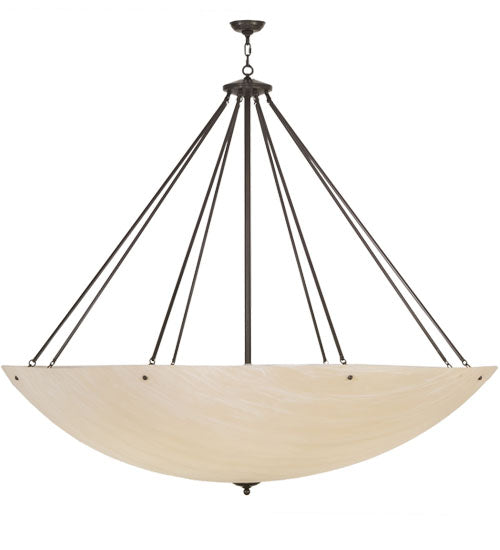 Meyda Lighting Madison 70" 16-Light Timeless Bronze Inverted Pendant Light With Beige Fleshtone Idalight Shade