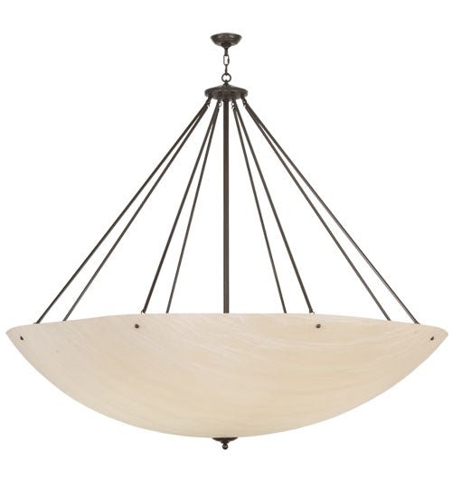Meyda Lighting Madison 70" 16-Light Timeless Bronze Inverted Pendant Light With Beige Fleshtone Idalight Shade