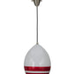 Meyda Lighting Magellan 9" Nickel Pendant Light With White and Red Stripe Blown Shade Glass