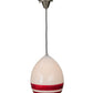 Meyda Lighting Magellan 9" Nickel Pendant Light With White and Red Stripe Blown Shade Glass