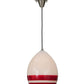 Meyda Lighting Magellan 9" Nickel Pendant Light With White and Red Stripe Blown Shade Glass