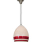 Meyda Lighting Magellan 9" Nickel Pendant Light With White and Red Stripe Blown Shade Glass