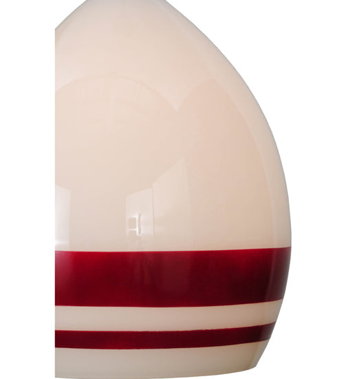 Meyda Lighting Magellan 9" Nickel Pendant Light With White and Red Stripe Blown Shade Glass