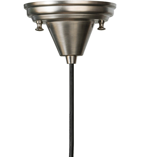 Meyda Lighting Magellan 9" Nickel Pendant Light With White and Red Stripe Blown Shade Glass