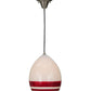 Meyda Lighting Magellan 9" Nickel Pendant Light With White and Red Stripe Blown Shade Glass