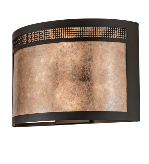 Meyda Lighting Maglia Semplice 18" 2-Light Oil Rubbed Bronze Wall Sconce With Silver Mica Shade Glass