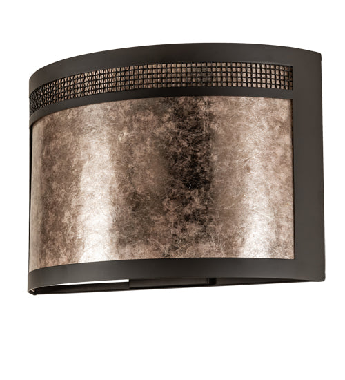 Meyda Lighting Maglia Semplice 18" 2-Light Oil Rubbed Bronze Wall Sconce With Silver Mica Shade Glass