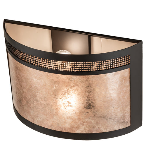Meyda Lighting Maglia Semplice 18" 2-Light Oil Rubbed Bronze Wall Sconce With Silver Mica Shade Glass