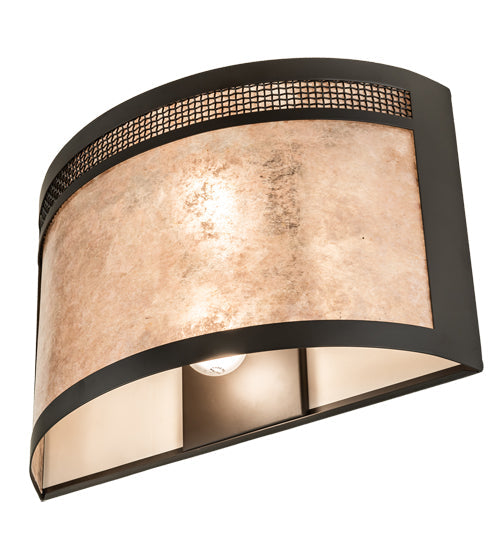 Meyda Lighting Maglia Semplice 18" 2-Light Oil Rubbed Bronze Wall Sconce With Silver Mica Shade Glass