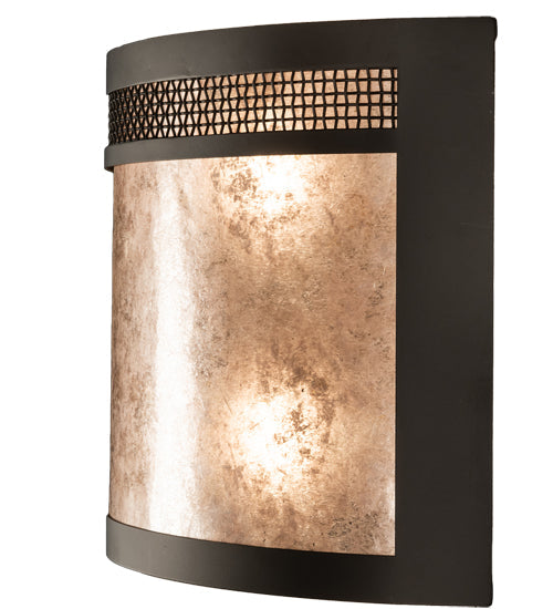 Meyda Lighting Maglia Semplice 18" 2-Light Oil Rubbed Bronze Wall Sconce With Silver Mica Shade Glass