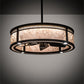 Meyda Lighting Maglia Semplice 36" 4-Light Oil Rubbed Bronze Chandelier With Silver Mica Shade Glass and Fan