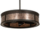Meyda Lighting Maglia Semplice 36" 4-Light Oil Rubbed Bronze Chandelier With Silver Mica Shade Glass and Fan