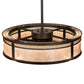 Meyda Lighting Maglia Semplice 36" 4-Light Oil Rubbed Bronze Chandelier With Silver Mica Shade Glass and Fan