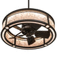 Meyda Lighting Maglia Semplice 36" 4-Light Oil Rubbed Bronze Chandelier With Silver Mica Shade Glass and Fan