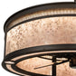 Meyda Lighting Maglia Semplice 36" 4-Light Oil Rubbed Bronze Chandelier With Silver Mica Shade Glass and Fan