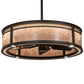 Meyda Lighting Maglia Semplice 36" 4-Light Oil Rubbed Bronze Chandelier With Silver Mica Shade Glass and Fan