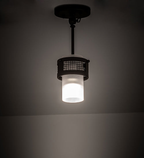 Meyda Lighting Maglia Semplice 5" Oil Rubbed Bronze Pendant Light With Frosted Seeded Shade Glass