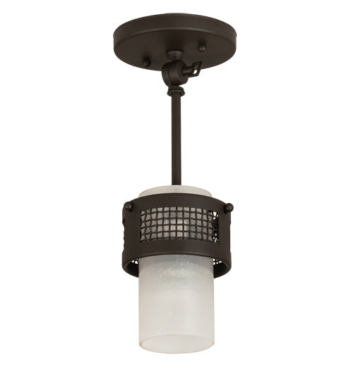 Meyda Lighting Maglia Semplice 5" Oil Rubbed Bronze Pendant Light With Frosted Seeded Shade Glass