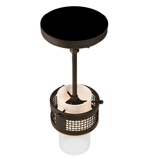 Meyda Lighting Maglia Semplice 5" Oil Rubbed Bronze Pendant Light With Frosted Seeded Shade Glass