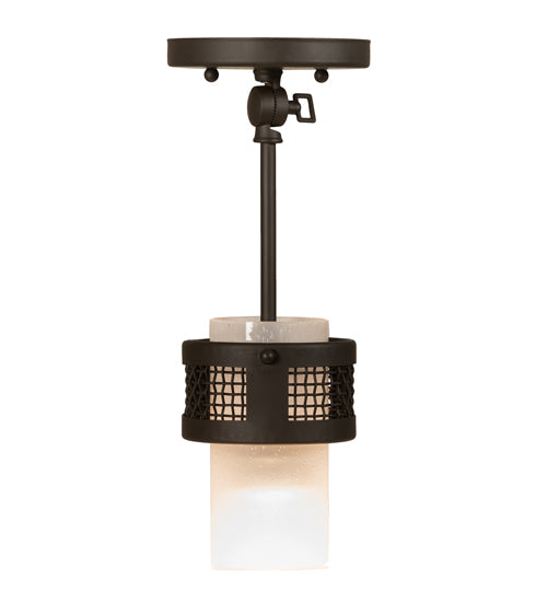 Meyda Lighting Maglia Semplice 5" Oil Rubbed Bronze Pendant Light With Frosted Seeded Shade Glass