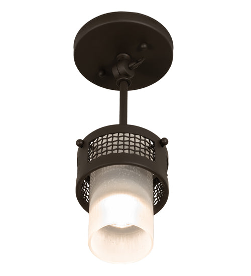 Meyda Lighting Maglia Semplice 5" Oil Rubbed Bronze Pendant Light With Frosted Seeded Shade Glass