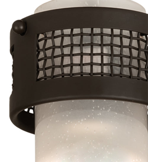 Meyda Lighting Maglia Semplice 5" Oil Rubbed Bronze Pendant Light With Frosted Seeded Shade Glass