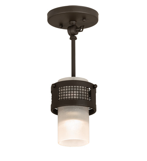 Meyda Lighting Maglia Semplice 5" Oil Rubbed Bronze Pendant Light With Frosted Seeded Shade Glass