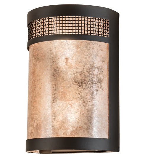 Meyda Lighting Maglia Semplice 8" 2-Light Oil Rubbed Bronze Wall Sconce With Silver Mica Shade Glass