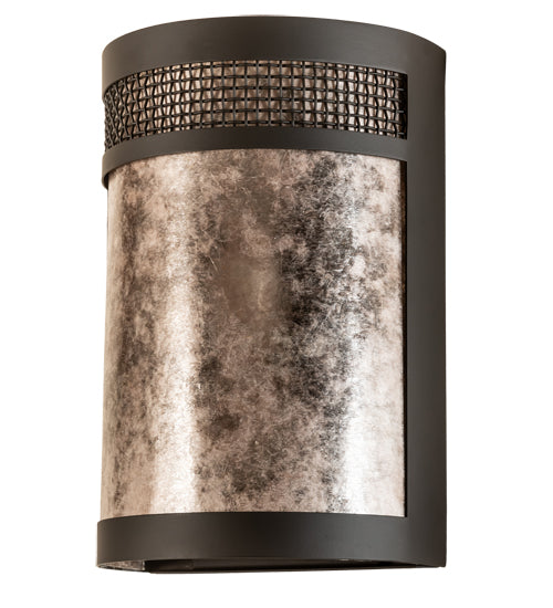 Meyda Lighting Maglia Semplice 8" 2-Light Oil Rubbed Bronze Wall Sconce With Silver Mica Shade Glass
