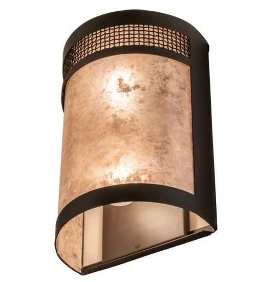 Meyda Lighting Maglia Semplice 8" 2-Light Oil Rubbed Bronze Wall Sconce With Silver Mica Shade Glass