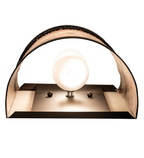 Meyda Lighting Maglia Semplice 8" 2-Light Oil Rubbed Bronze Wall Sconce With Silver Mica Shade Glass