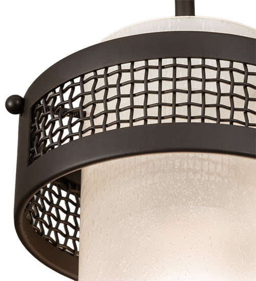 Meyda Lighting Maglia Semplice 8" Oil Rubbed Bronze Mini Pendant Light With Frosted Seeded Shade Glass