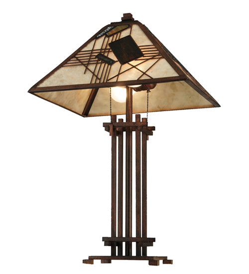 Meyda Lighting Magnetism 23" 2-Light Cafe Noir Table Lamp With Silver Mica Shade Glass