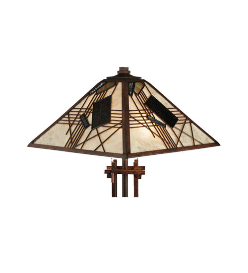 Meyda Lighting Magnetism 23" 2-Light Cafe Noir Table Lamp With Silver Mica Shade Glass