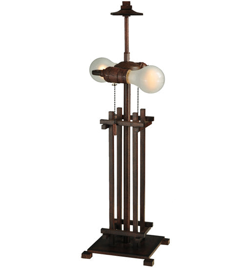 Meyda Lighting Magnetism 23" 2-Light Cafe Noir Table Lamp With Silver Mica Shade Glass