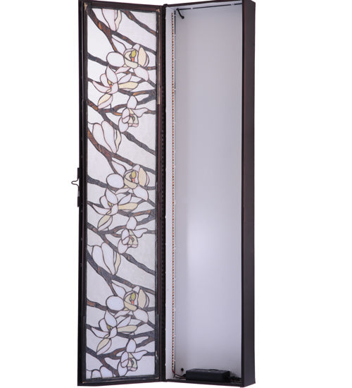 Meyda Lighting Magnolia 10" LED Mahogany Bronze Wall Sconce With Multi-Colored Shade Glass