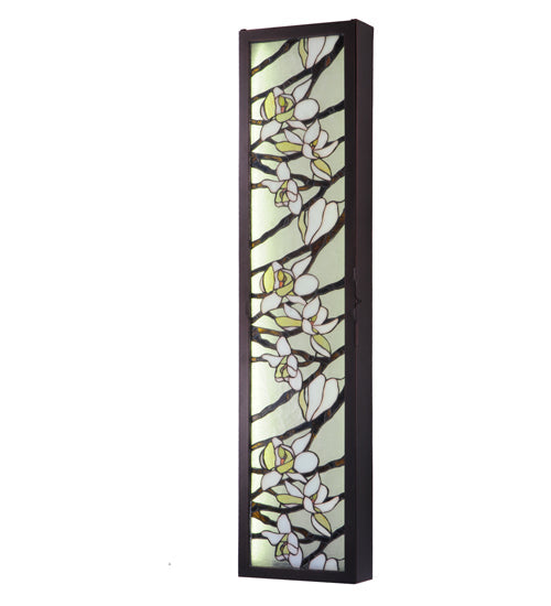 Meyda Lighting Magnolia 10" LED Mahogany Bronze Wall Sconce With Multi-Colored Shade Glass