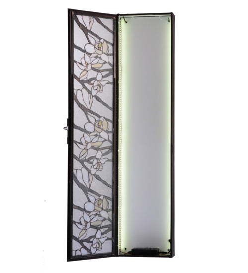 Meyda Lighting Magnolia 10" LED Mahogany Bronze Wall Sconce With Multi-Colored Shade Glass