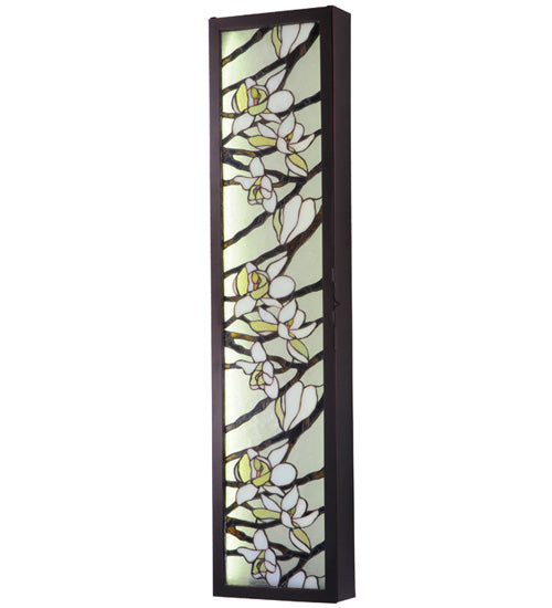 Meyda Lighting Magnolia 10" LED Mahogany Bronze Wall Sconce With Multi-Colored Shade Glass